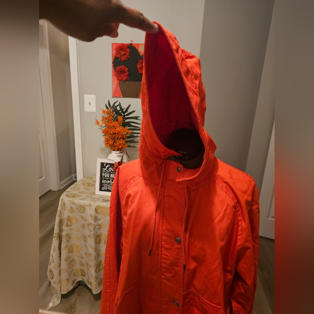 GAP Women's Bright Red Utility Jacket Sz  XL Cropped Anorak - Picture 7 of 15